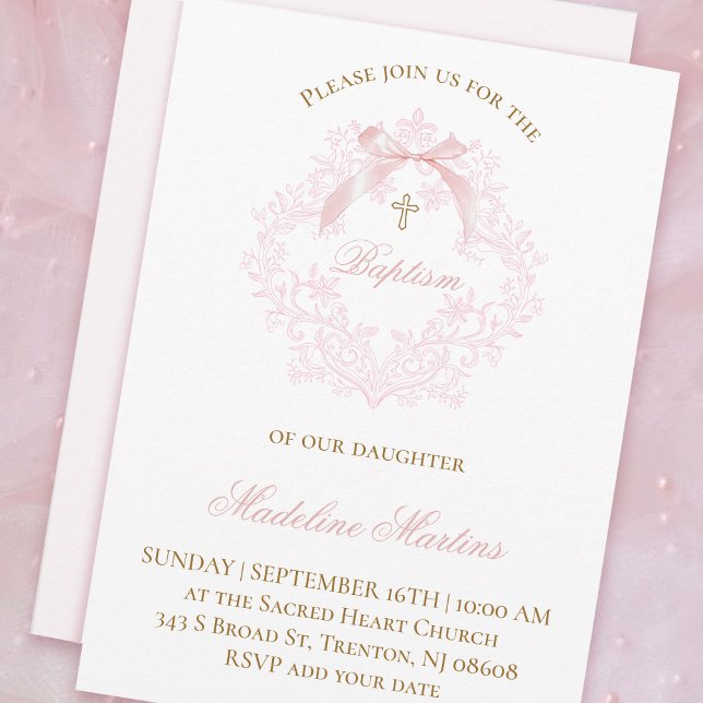escudo rosa de color de agua | Invitación al bauti (Subido por el creador)