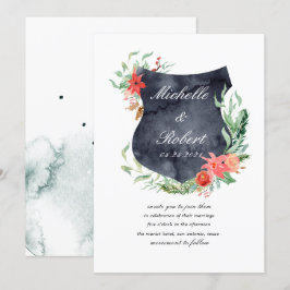 escudo rústico en monograma Invitación a bodas