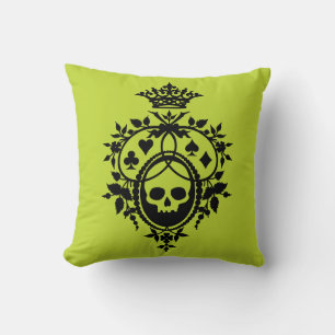 Escudo verde con cráneo y Cojín decorativo de traj