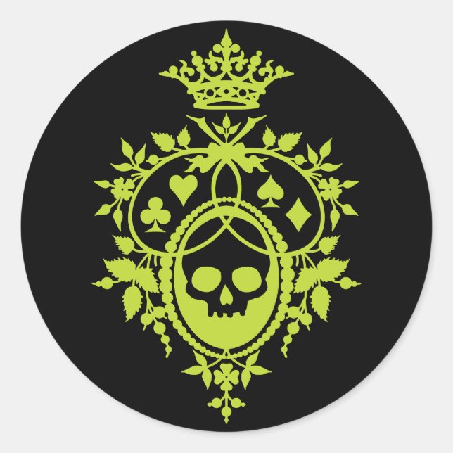 Escudo verde con Pegatinas de calaveras y trajes d (Anverso)