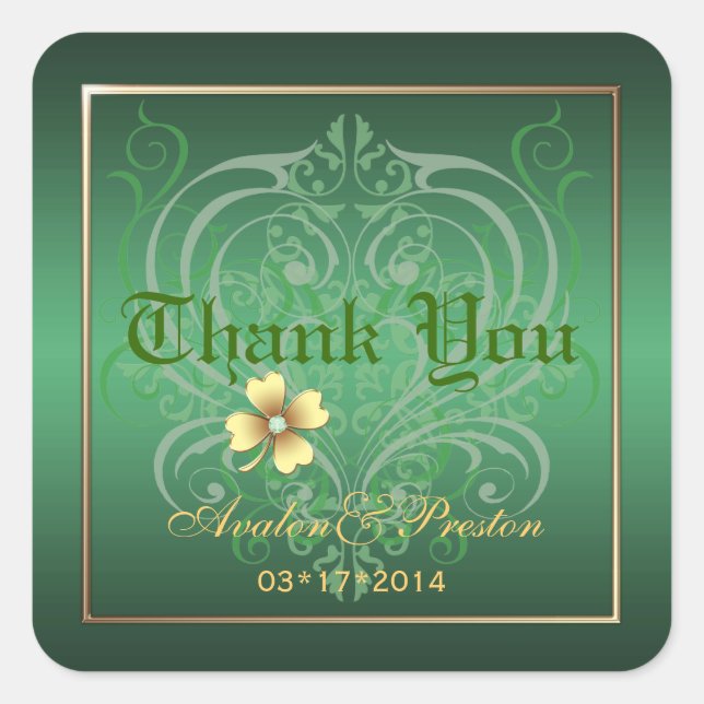 Escudo Verde Gracias Pegatinas Shamrock (Anverso)