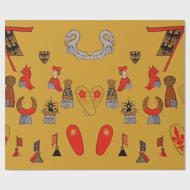 Escudos, banderas y papel de regalo medievales de (Superficie plana)