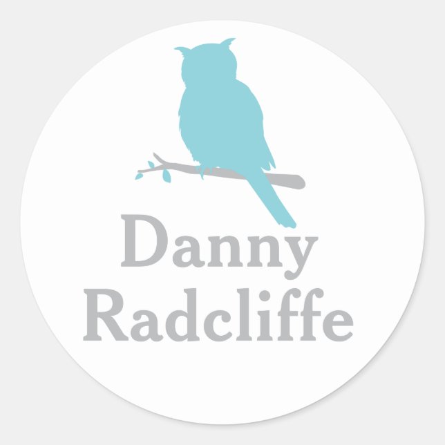 Escuela añada tu nombre búho aqua id pegatina (Anverso)