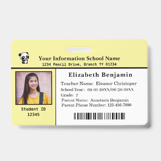 Escuela de Alumnos con tarjeta de identificación d (Anverso)