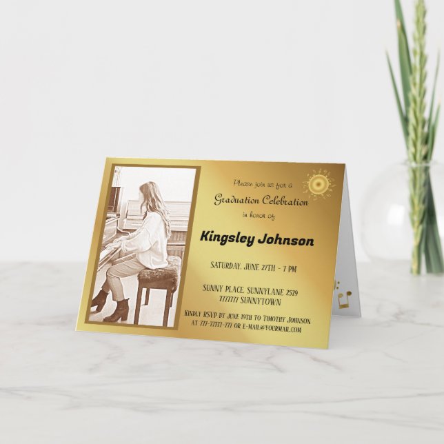 Escuela de Música elegante invitación a graduación (Anverso)