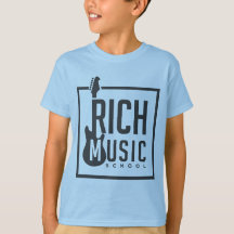 Escuela de música rica en camisetas para niños azu