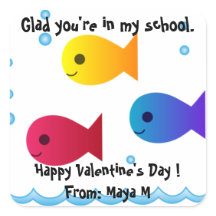 Escuela de Pescado Valentine Pegatina