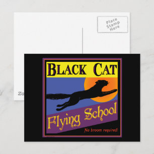 Escuela de Vuelo de Gato Negro Tarjeta Postal Vint