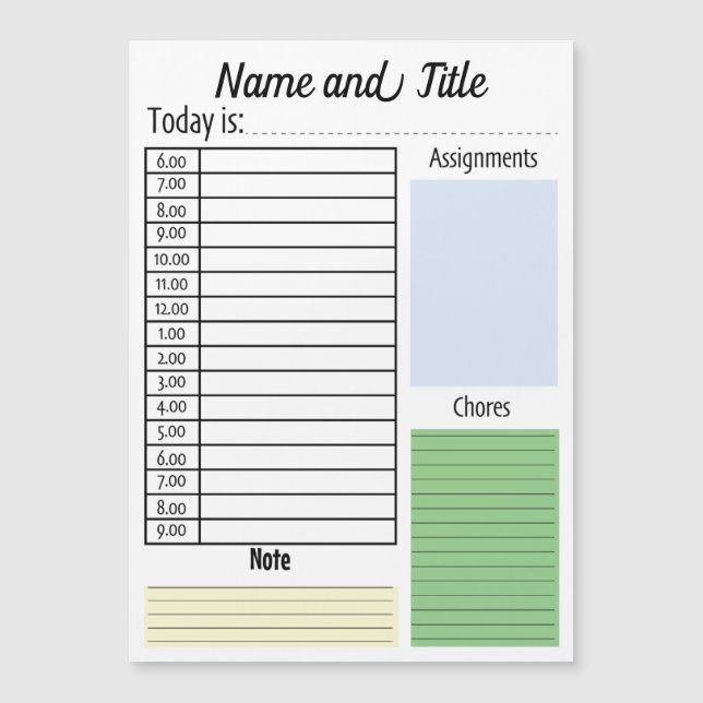 Escuela, hogar, trabajo Planner colorido diario (Anverso)