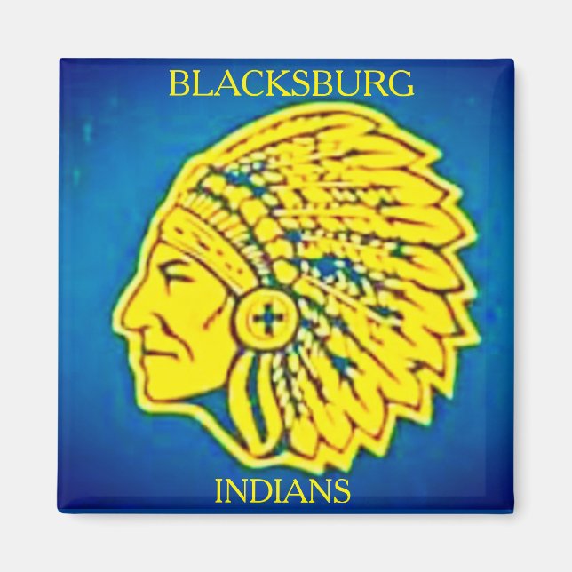 ,Escuela Secundaria de Blacksburg~Indios* Imán (Frente)