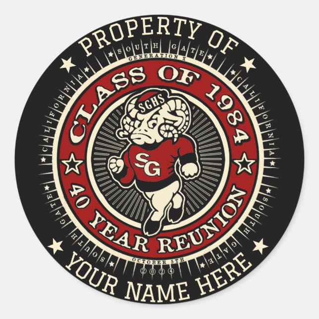 Escuela Secundaria South Gate Ramsey Pegatinas 6 (Anverso)