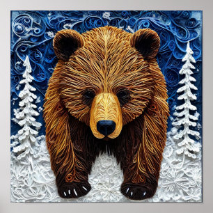 Escultura de arte de majestuoso oso grizzly con br
