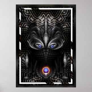 Escultura de guerrero oscuro arte fractal