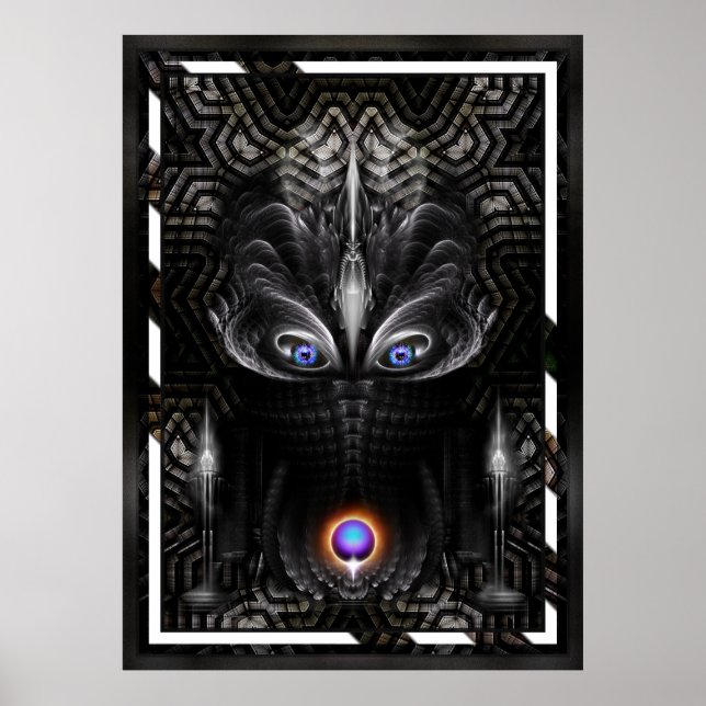 Escultura de guerrero oscuro arte fractal (Frente)