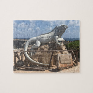 Escultura de Iguana Isla Mujeres, rompecabezas de