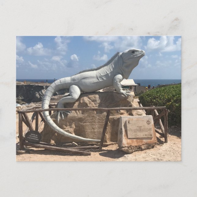 Escultura de la iguana Isla Mujeres, postal de Méx (Anverso)