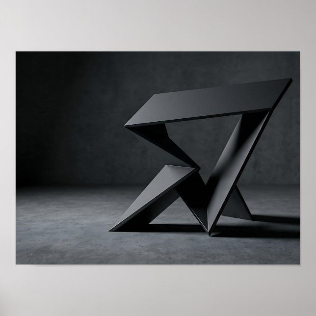 Escultura geométrica angular de grafito Arte de pa (Frente)