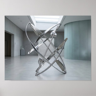 Escultura orbital de cromo Arte futurista minimali