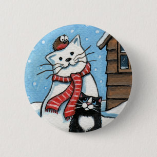 Ese petirrojo molesto - botón del arte del gato d