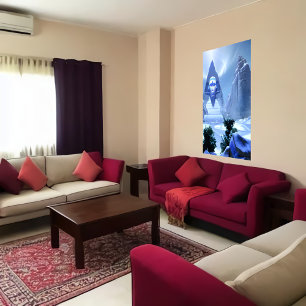 Esfinge en la nieve del invierno   Poster de arte 