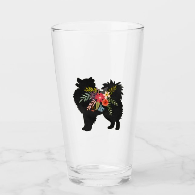 Eskimo Dog Boho American Floral Silhouette Glass (Anverso)
