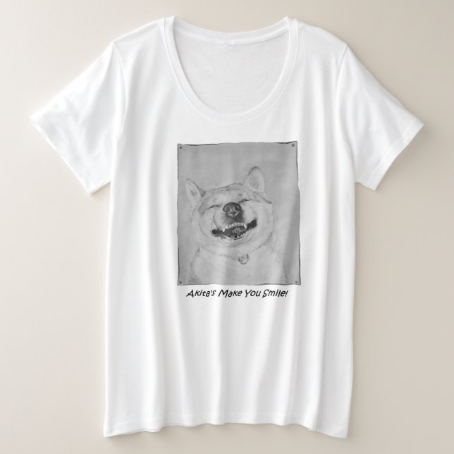 eslogan ascendente con perro sonriente akita graci (Anverso del diseño)