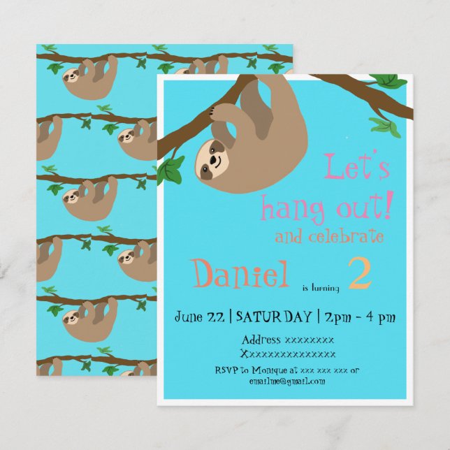 Eslora linda, invitación de fiesta de cumpleaños (Anverso / Reverso)