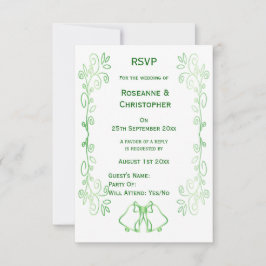 Esmeralda Boda Verde RSVP Bells de tarjetas Despla
