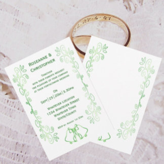 Esmeralda Green Wedding Invitación Bells Desplazam
