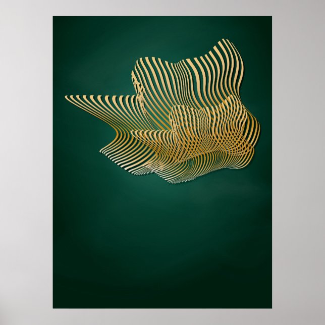 Esmeralda Verde y Oro Resumen del arte en la pared (Frente)