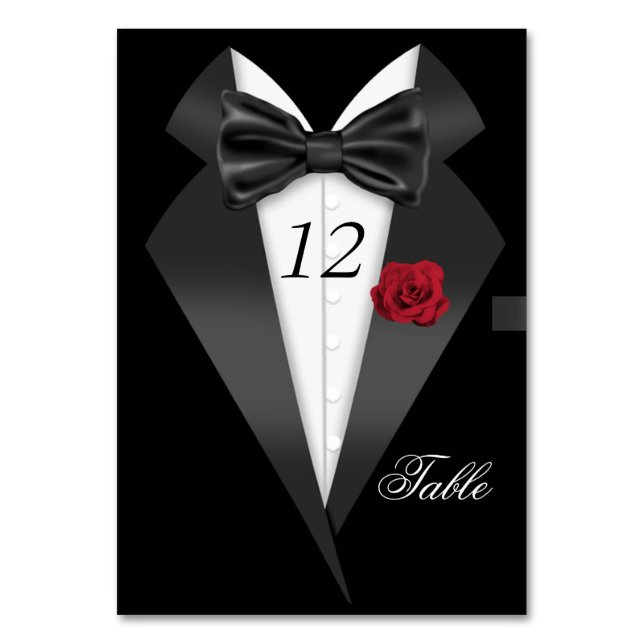 Esmoquin Formal Negro Número de Mesa Asiento Lugar (Anverso)