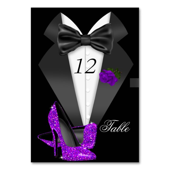 Esmoquin Formal Negro Tacones Altos Número de Mesa (Anverso)