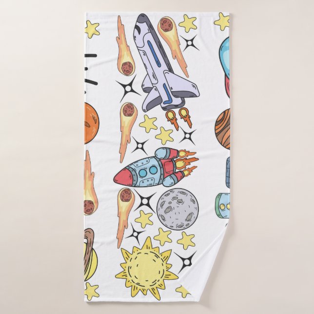 Espacio exterior: Doodles de época dibujados a man (Toalla de baño)