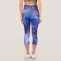 Espacio Galaxy Blue Púrpura Capri Yoga Leggings