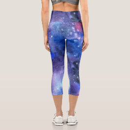 Espacio Galaxy Blue Púrpura Capri Yoga Leggings
