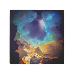 Espacio Nebula amarillo azul Alcohol Tinta arte