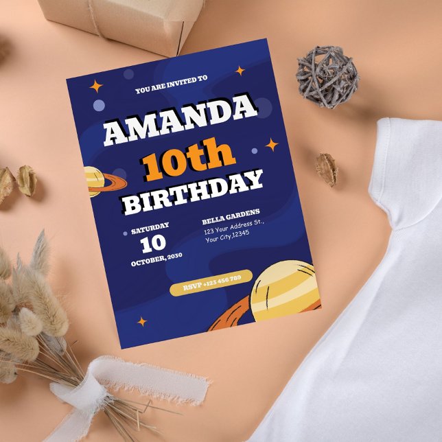 Espacio retro 10.ª invitación de cumpleaños (Subido por el creador)