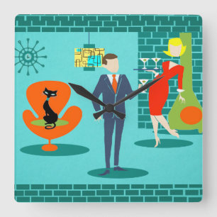 Espacio retro Edad Personalizado Pareja reloj de p