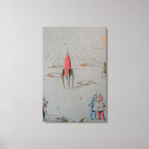 Espacio retro Viaje doble lienzo