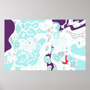"Espacio turquesa" Poster de arte abstracto digita