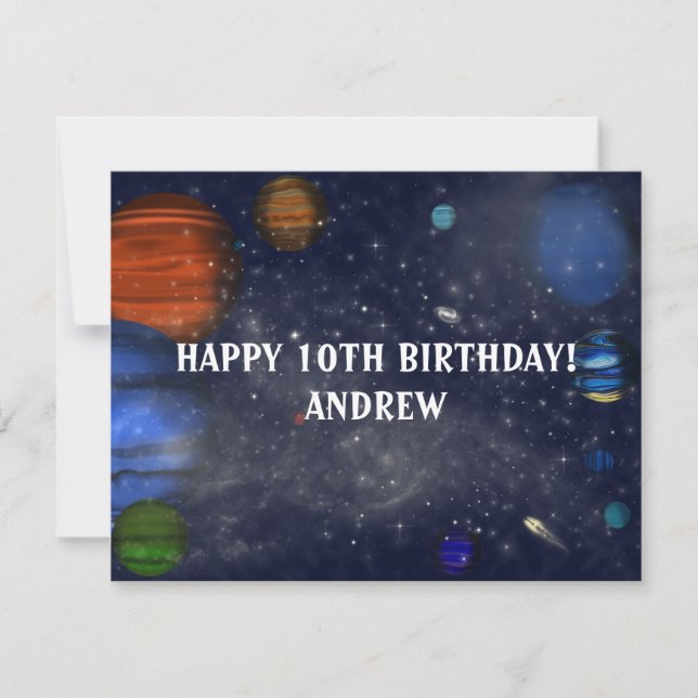 Espacio ultraterrestre con planetas y galaxias (Anverso)