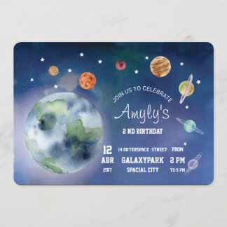 Espacio y planetas de la invitación