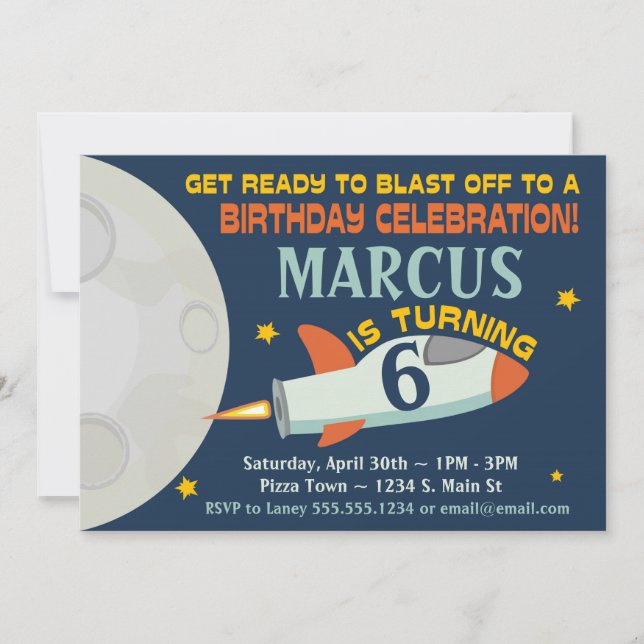 Espacios de invitaciones de cumpleaños para niños  (Anverso)