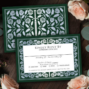 Espada de plata medieval verde RSVP de boda real