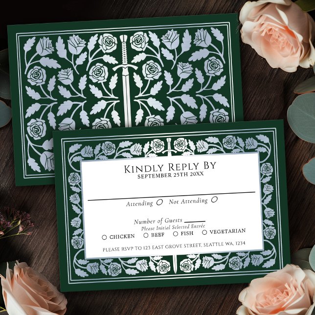 Espada de plata medieval verde RSVP de boda real (Subido por el creador)