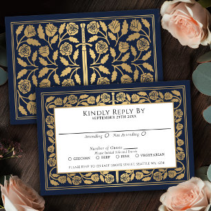 Espada Dorada Medieval Azul RSVP Boda Real
