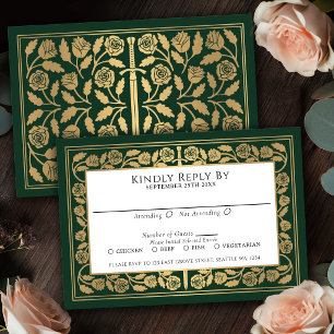Espada Dorada Medieval Verde RSVP Boda Real