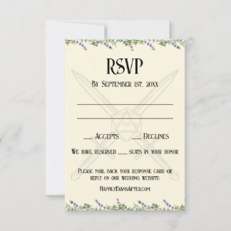 Espada floral azul y respuesta RSVP inspirada en D