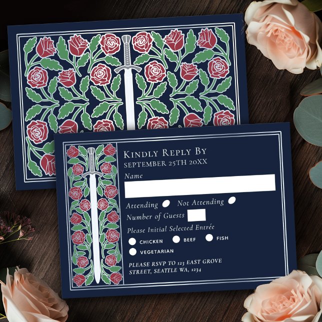 Espada Floral Medieval Azul Plateado RSVP de Boda (Subido por el creador)