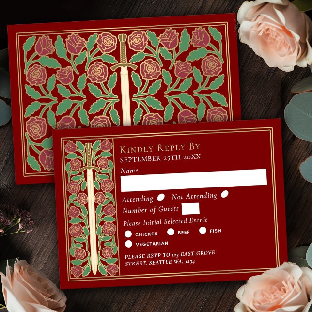 Espada Floral Medieval Escarlata Dorada RSVP de Bo (Subido por el creador)